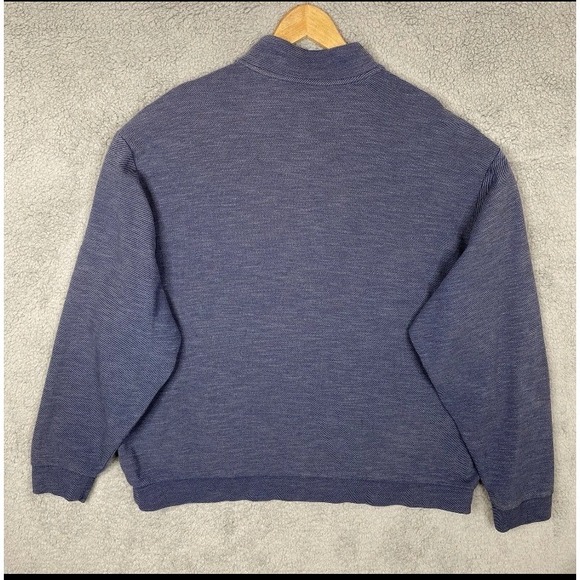 Roundtree & Yorke Sweater XXL Heather Blue Long Sleeve 1/4 Zip Pullover Cotton - Picture 2 of 9